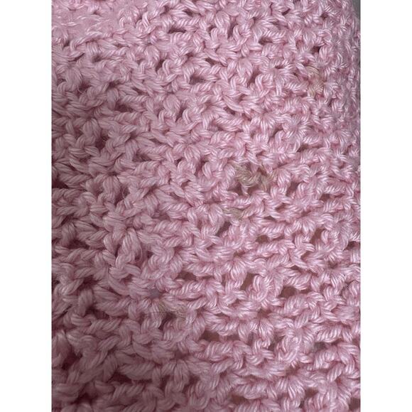 Handmade Crochet Baby Blanket Pink and Cream Ruffle Border 44"x29" Soft Yarn - Picture 8 of 9